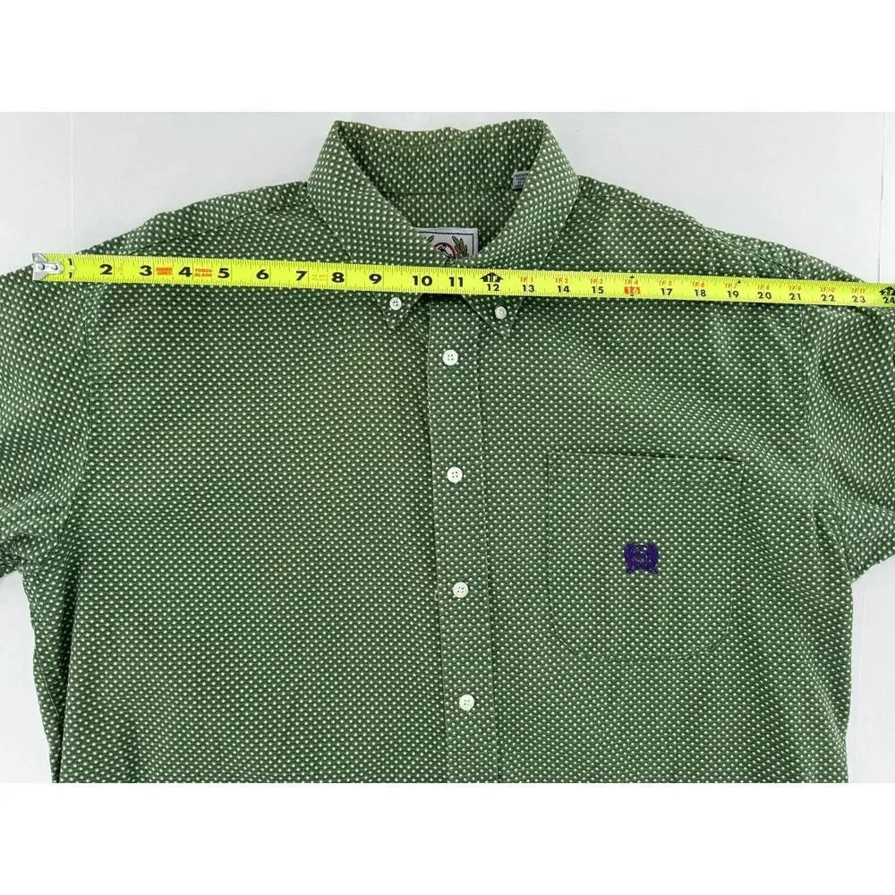 Cinch Button Up Shirt Size L Star Print Green Western Rodeo Dress Cowboy Cotton - Picture 9 of 16
